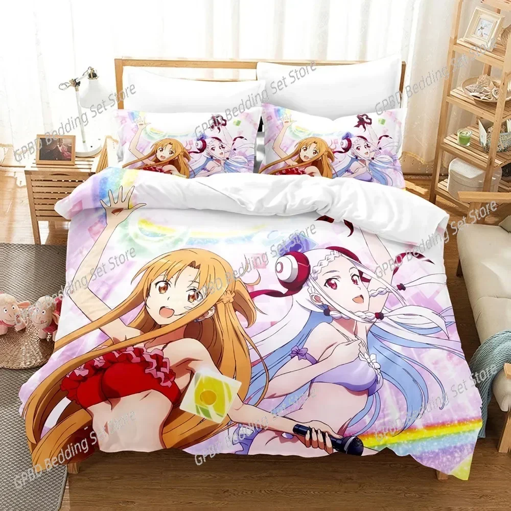 Anime Sword God Domain Bedding Set 3D Printed Suitable for Bedroom Duvet Cover Set With Pillowcases Kids Home Textile