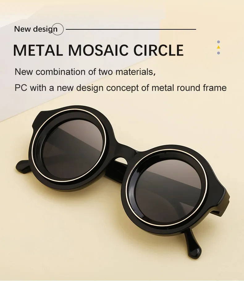 Punk runde Sonnenbrille Männer Luxusmarke Design Steampunk Sonnenbrille für männliche Sommer neue Mode kleine Rahmen Sonnenbrillen Brillen – Detail 2