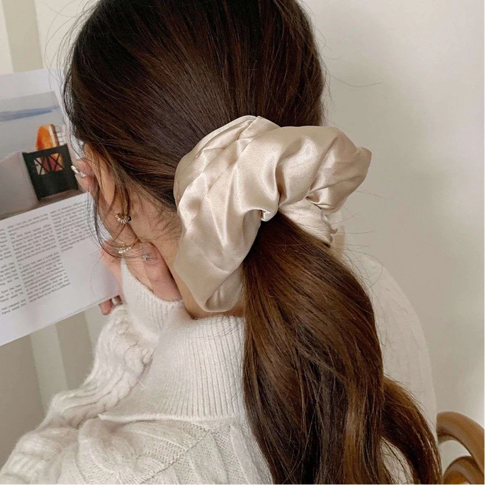 Oversize Satin Scrunchies Sponge Filling Big Elastic Hair Ties For Women Big Silk Hair Bands Ponytail Holder Hair accessories