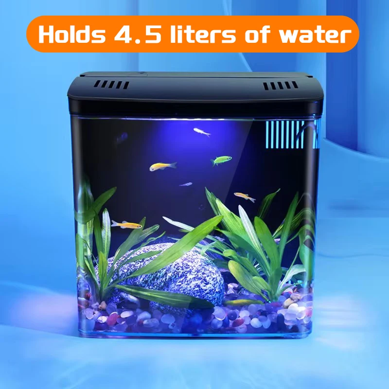 Aquarium Small Mini Fish Tank Home Fish Aquarium Self-Circulating Back Filter With Lighting And Wave Pumps Fish Tank Kits