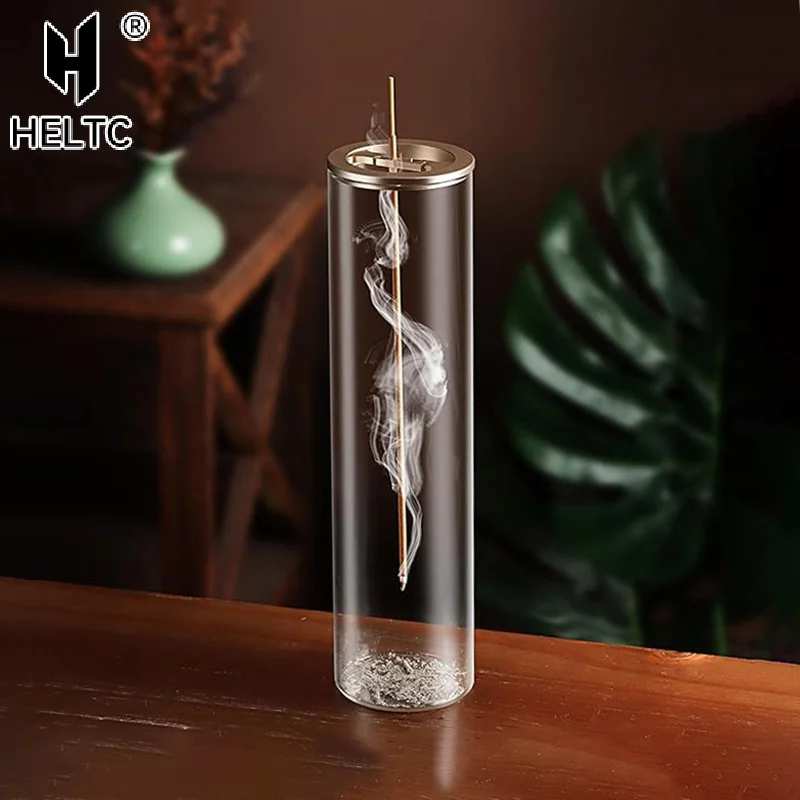 Modern Glass Incense Burner Anti-Ash Flying Incense Holder with Removable Glass Ash Catcher for Home Decor Yoga Meditation