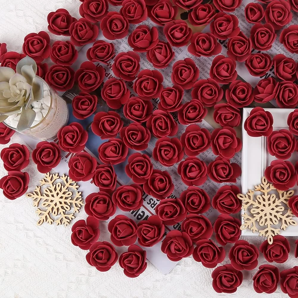 50 stücke Künstliche Blumen PE Schaum Rosen Kopf Bär Handgemachte Hochzeit Hausgarten Urlaub Party Decor Sammelalbum Geschenke Box Diy Kranz