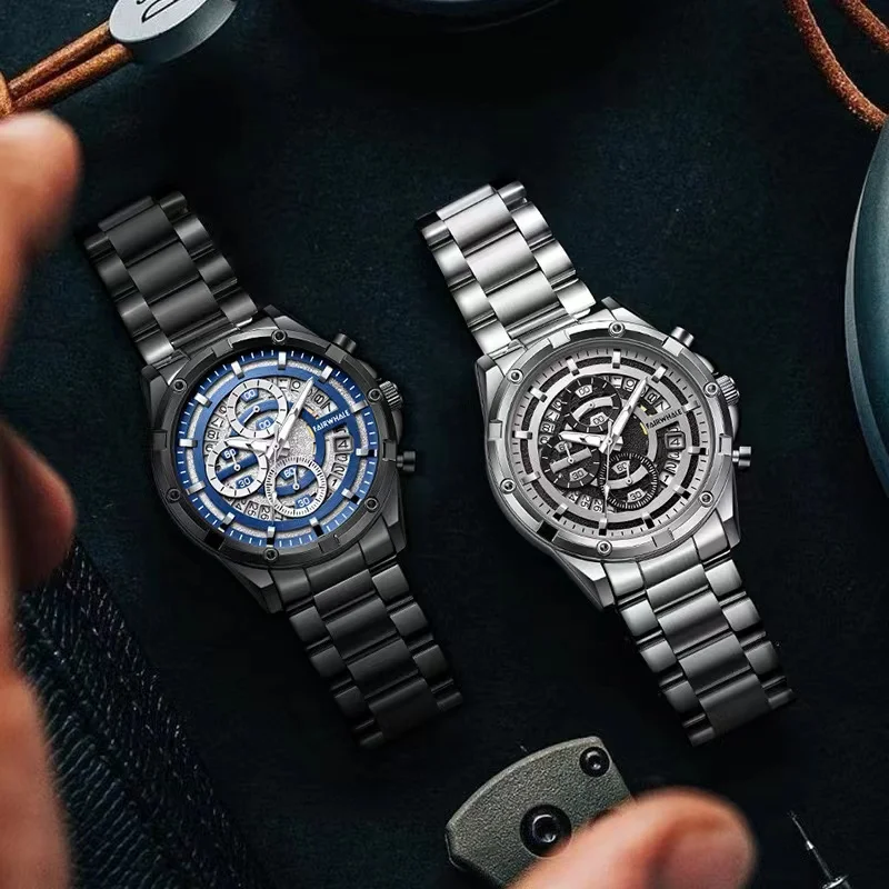Luxury Business Watch for Men Waterproof Stainless Steel Quartz Wristwatch with Auto Date Function Fashionable Gift