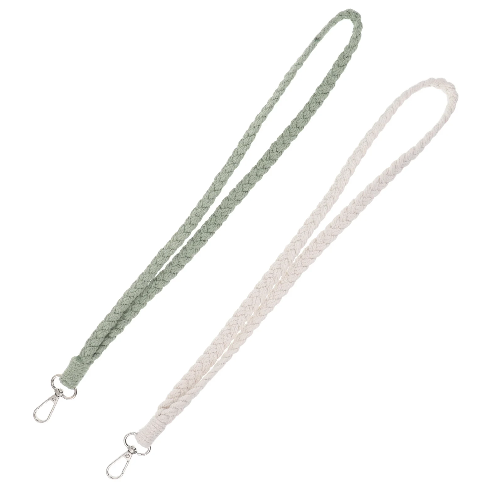 

2Pcs Macrame Keychain Lanyard Bohemian Braided Cotton Rope Necklace Daily Phone Strap Keyring Work Badge Holder