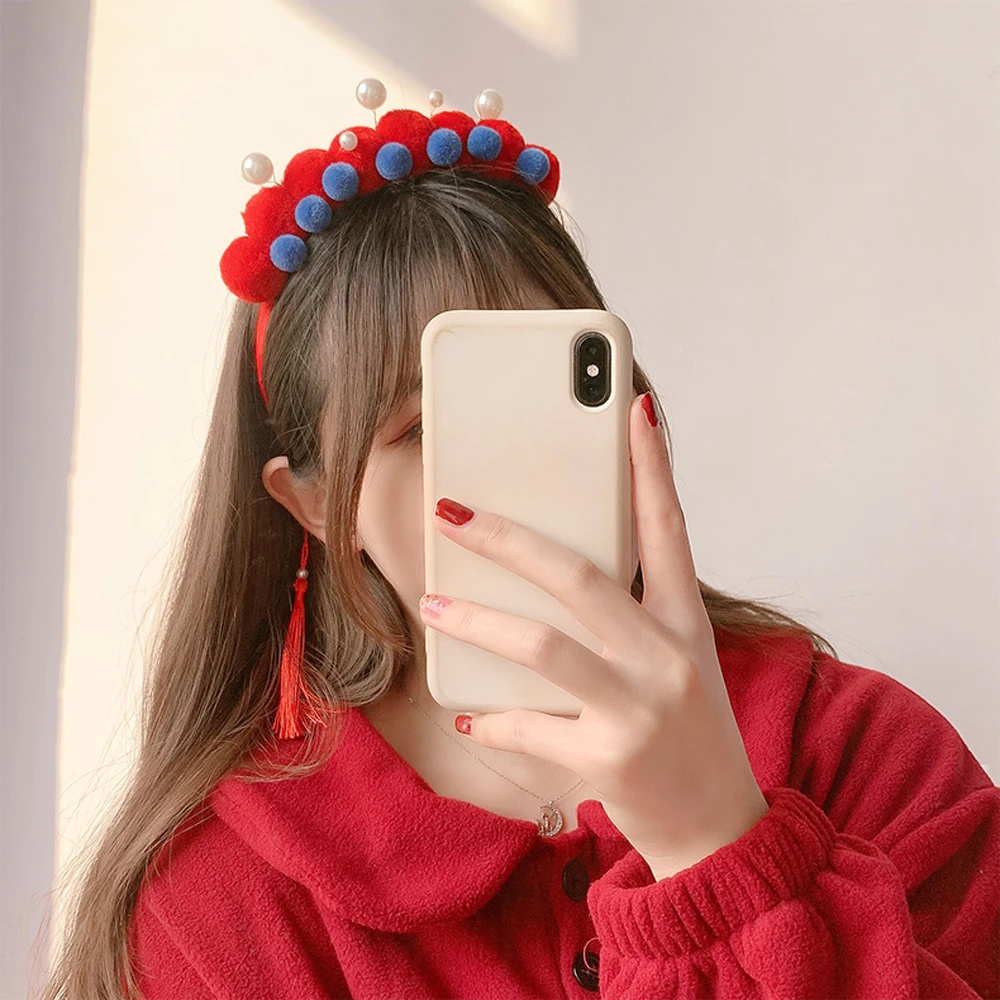 

Ретро новогодний подарок, аксессуары для волос, праздничная повязка на голову, пряжка на голову, обруч с кисточкой, головной убор в Пекинской оперы