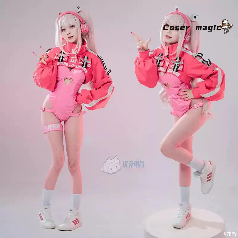 Kostum Cosplay Game NIKKE Dewi Kemenangan Alice Doujin Bunny Girl Seragam Kulit Setelan Jumpsuit Jaket Wig Telinga Ekor