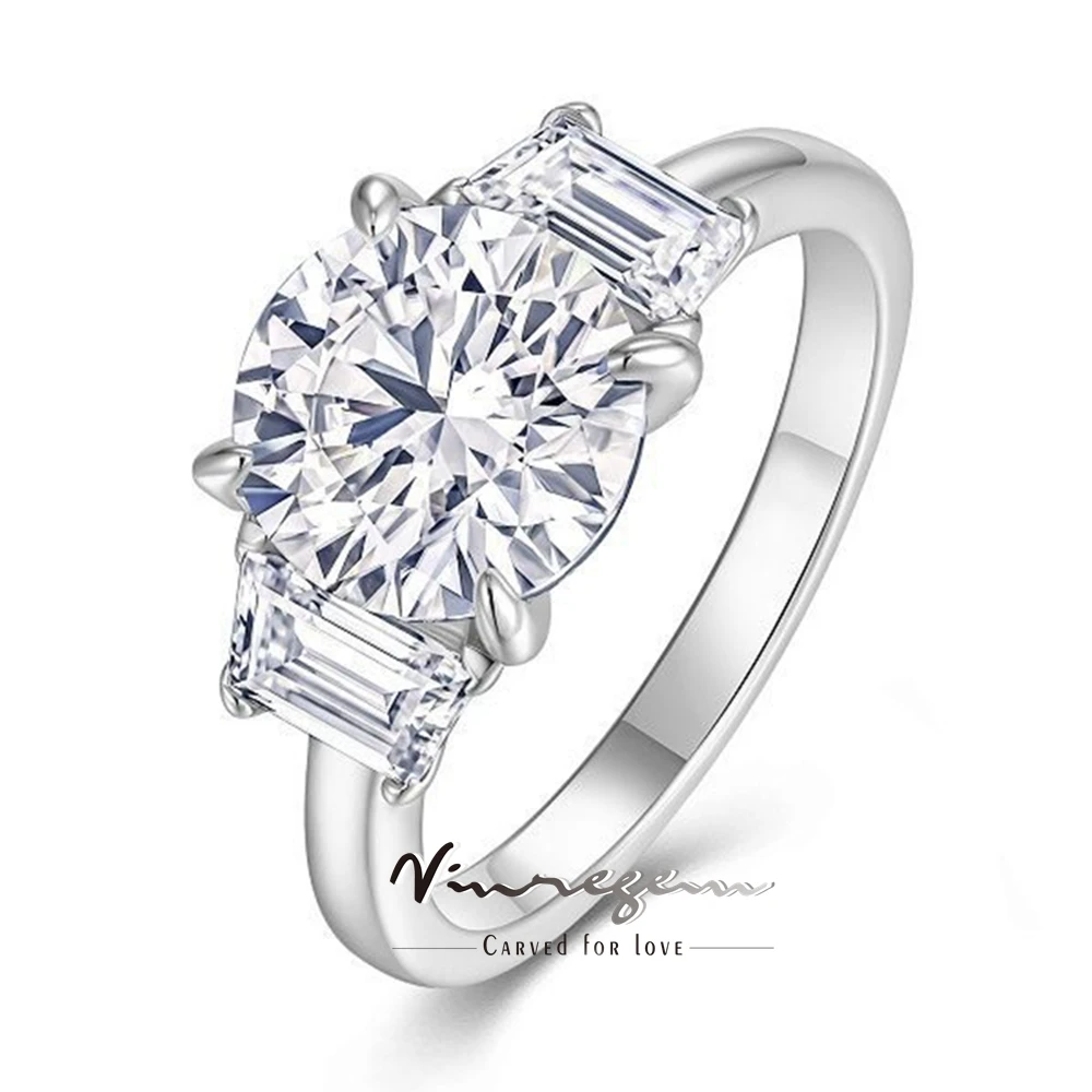 

Vinregem 3EX VVS1 D Цвет 3CT Круглая огранка Настоящие муассанитовые бриллианты Кольца из стерлингового серебра 925 пробы Свадебные и помолвочные ювелирные изделия