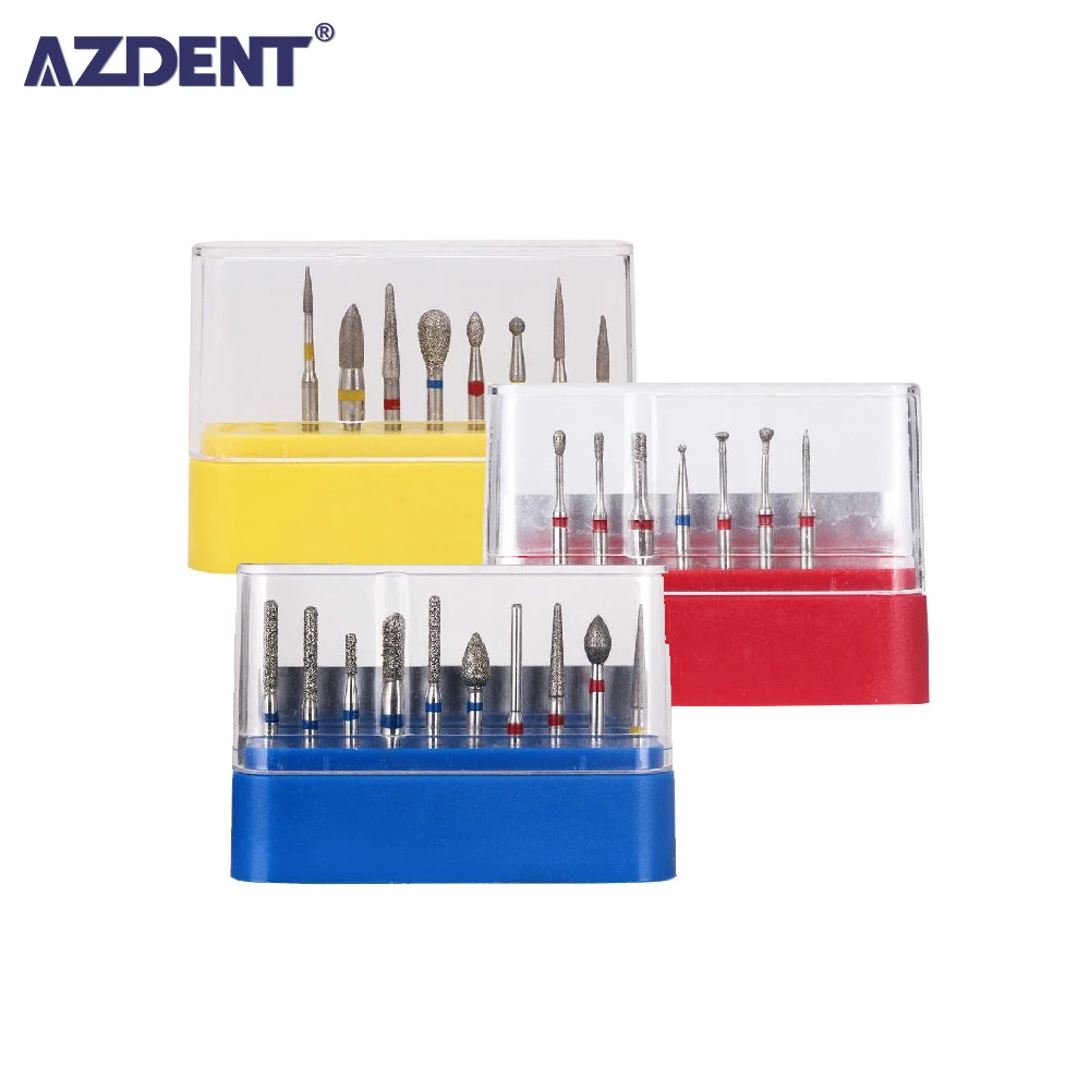 AZDENT 10 Pcs/Box Dental Diamond Burs Drill Dental Burs Dia-burs for High Speed Handpiecess