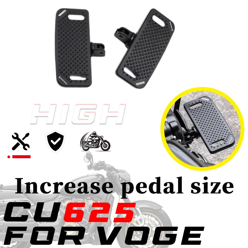 Motorcycle Extended Large Footrest Plate For VOGE CU625, Non-slip Widened Foot Pedal Upgrade Parts