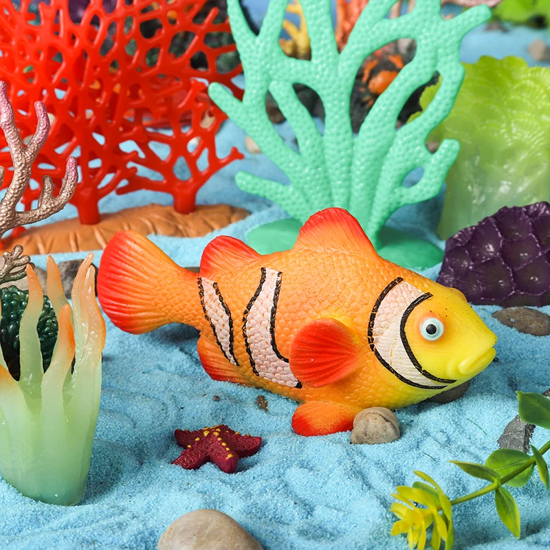 Oenux Meeresleben Tier Tintenfisch Krabbe Clownfisch Lionfish Seestern Hai Schmetterling Fisch Fliegender Fisch TPR Weiches Modell Spielzeug Kind Geschenk – Detail 24