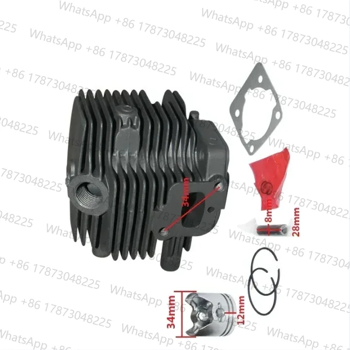 Kit de cilindro de serra de polo g26 226r g26ls 34mm para aparador de dobradiças husqvarna h226 zenah 26cc g26n g26lh, grupo de anel de pistão de espanador