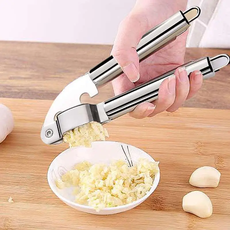 Removable Garlic Press Crusher Kitchen Cooking Vegetables Ginger Squeezer Masher Handheld Ginger Mincer Tools Stainless Steel