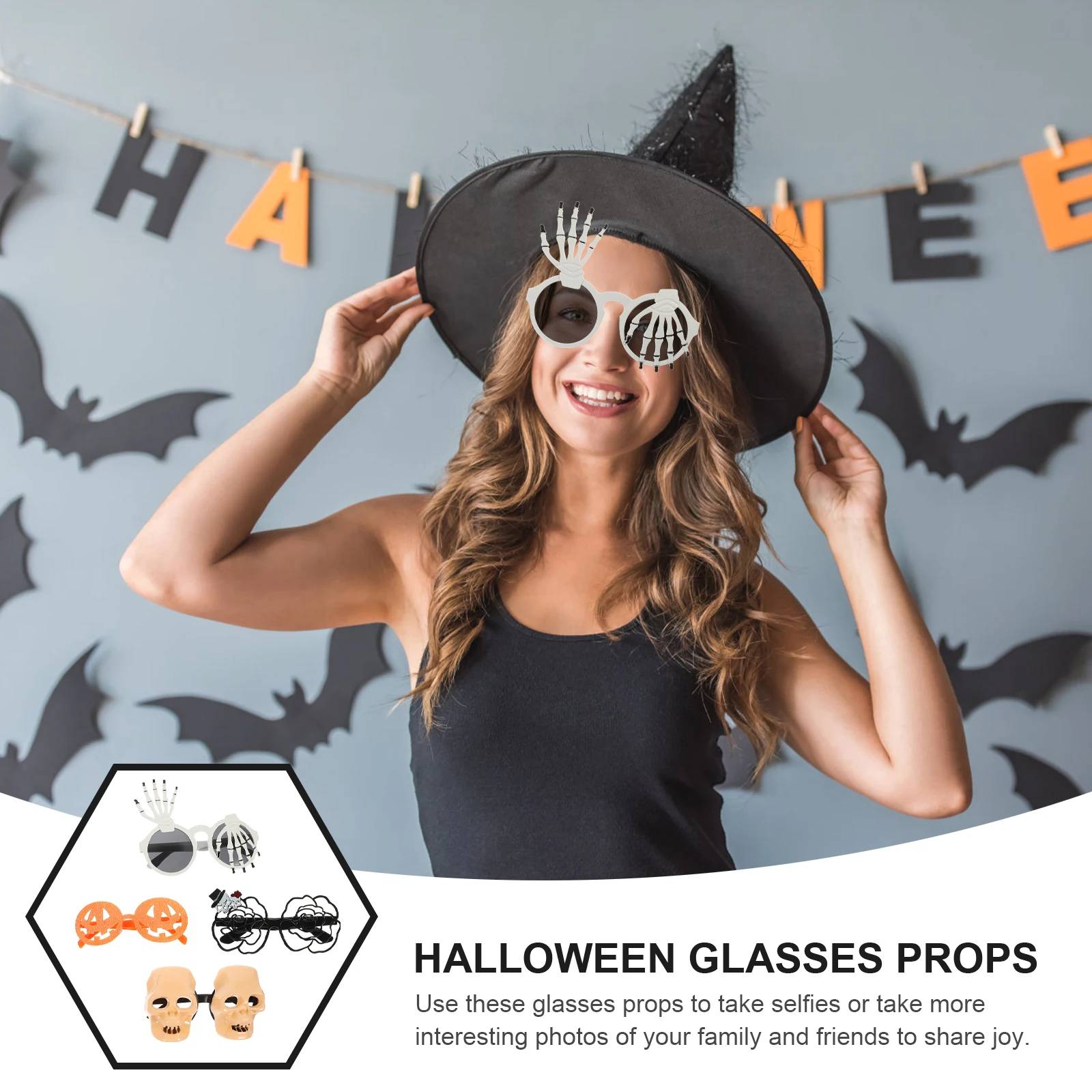 

4 Pcs Halloween Glasses Frames Funny Toy for Party Clothing Banquet Decorations