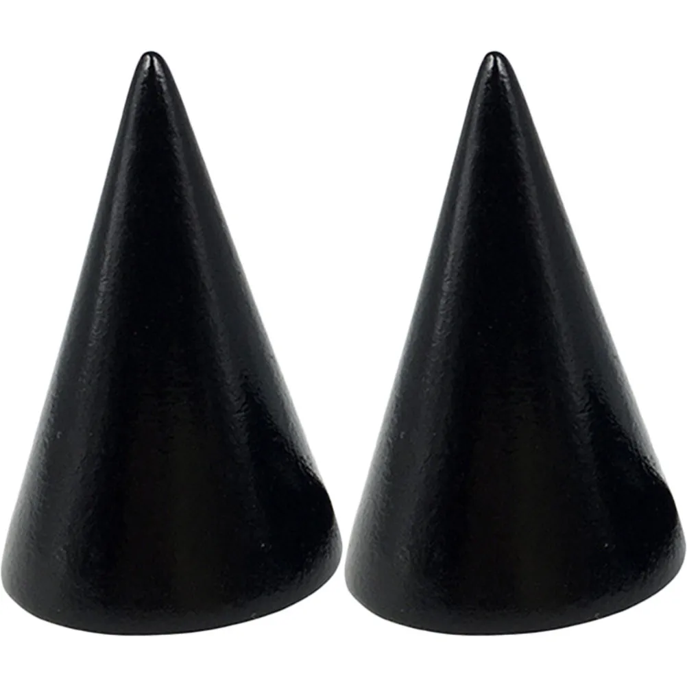 2Pcs Watch Display Stand Wooden Ring Rack Cone Shape Ring Display Holder Home Jewelry Organizer Showcase Rack Cone Holder Stand