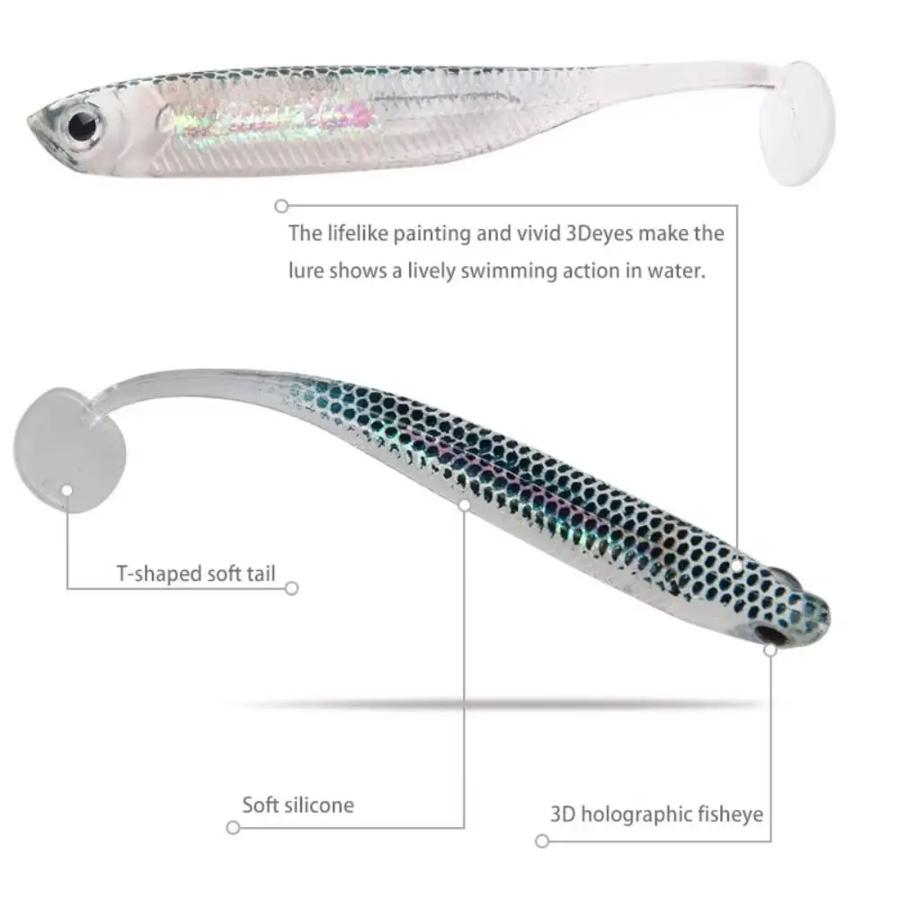 

5PCS Vivid PVC Fishing Soft Lures 9 Colors Soft Artificial Lures 7.5cm Floating Minnow Baits Fishing