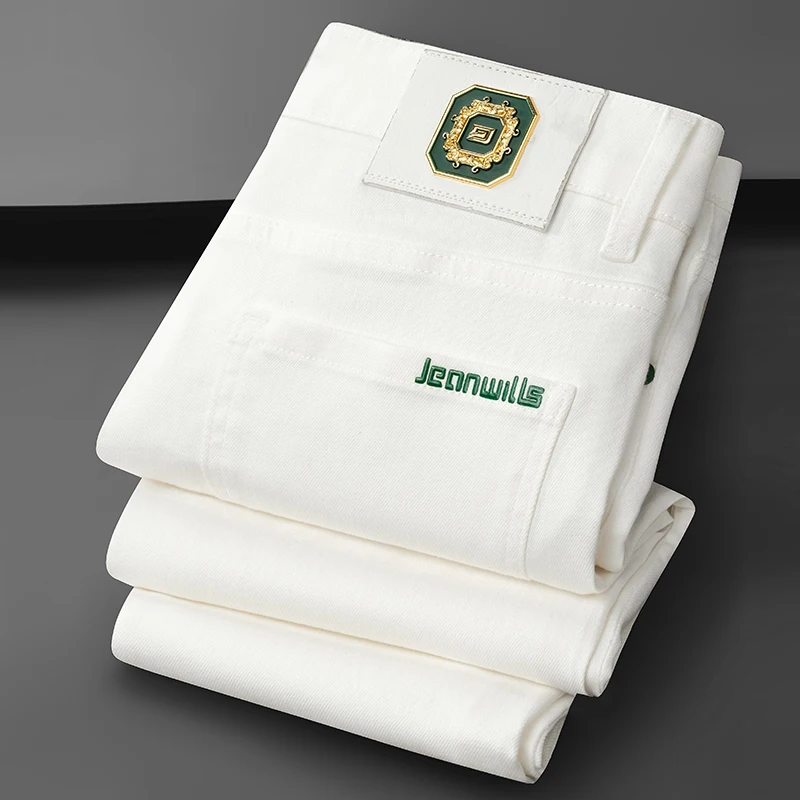 

Мужские джинсы из аутлета: осенняя новинка, на двух пуговицах, деним, средняя посадка, с эффектом потертости, для делового повседневного стиля, прямой крой, водоотталкивающие, с защитой от масла