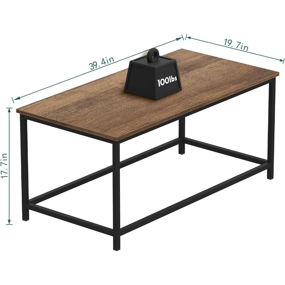 Coffee Table Simple Modern Rectangular Center Table Open Space Minimalist for Living Room Home Office Industrial Cocktail