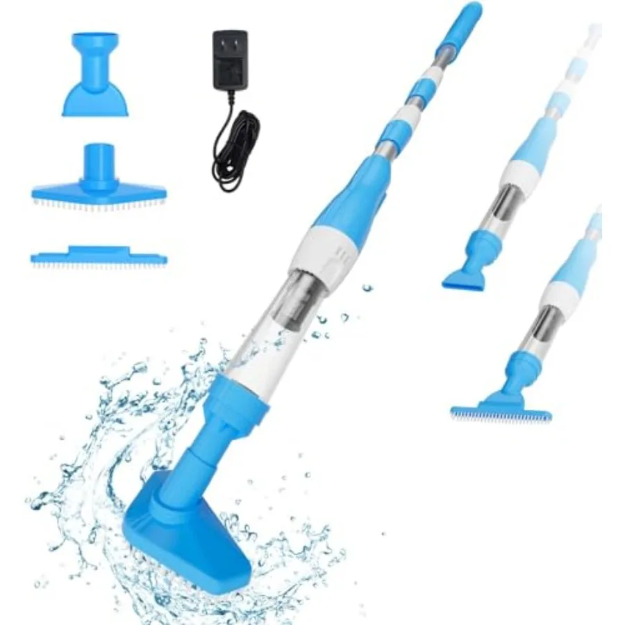 

Беспроводной перезаряжаемый пылесос для бассейнов 3-в-1, ручной очиститель для бассейнов, идеально подходит для спа-бассейнов, гидромассажных ванн и небольших бассейнов, для удаления песка и мусора.