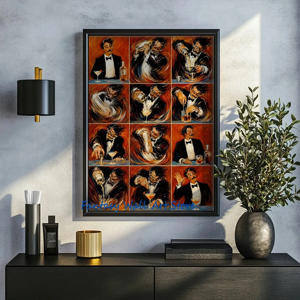 Cocktail Mixology Illustration Bartender Art Poster Vintage Bar Wall Decor Canvas Printing Energetic Bar Aesthetic Wall Pictures