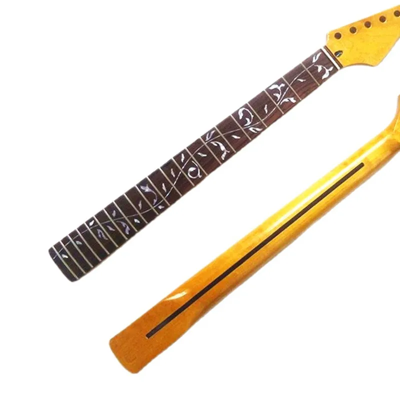 Disado 21 22 Frets Inlay Tree Of Life Maple Electric Guitar Neck Yellow Glossy Paint Guitar Accessories Parts Wholesale