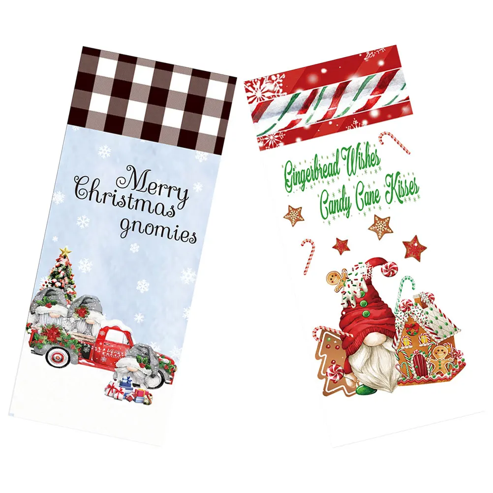 

2pcs Christmas Wine Bottle Covers Foldable Red Cartoon Design Party Decorations Bottle Sleeve Protector Xmas Gift Accessory