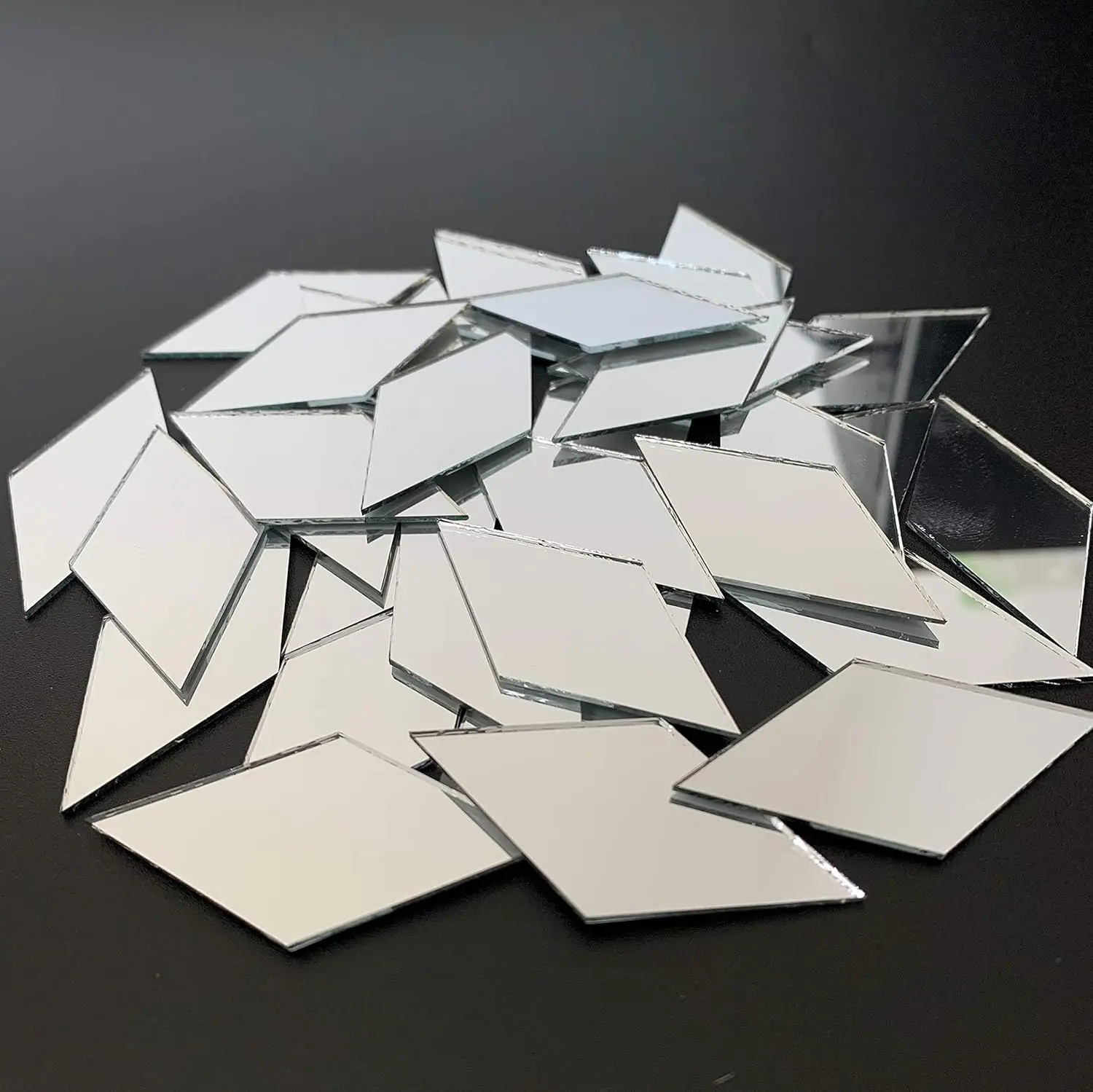 60 Pcs 2' Diamond Shape Mirror Mosaic Tile for Craft Art Projects