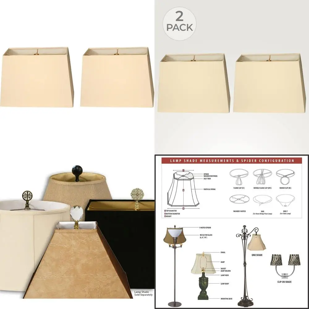 

Набор прямоугольных абажуров в твердом переплете из 2 шт., 7x14x11 дюймов, цвет яичной скорлупы, большой размер для домашнего освещения