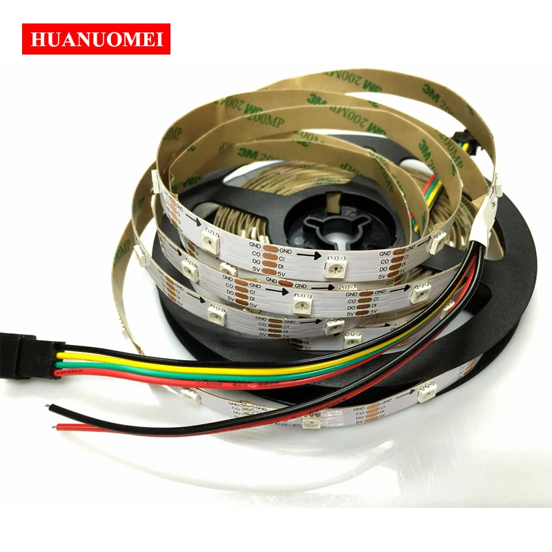 5V 32LEDs/M APA107 Digital RGB LED Strip 5050 SMD Pixel Light Decoration Addressable Flexible Tape White PCB Non-waterproof IP20