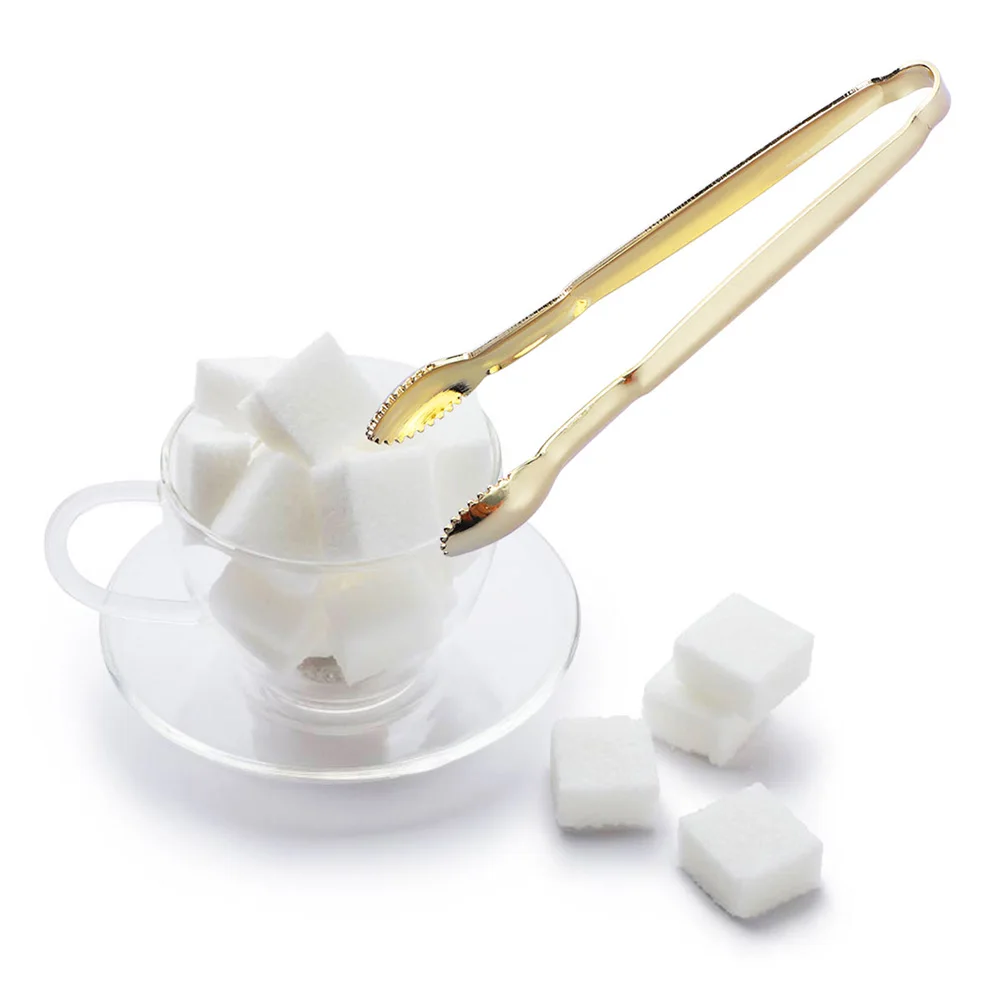 

6pcs Stainless Steel Sugar Cube Thickened Mini Serving Tongs Gold Plated Ice Tongs For Tea Party Coffee Bar Buffet Home Use