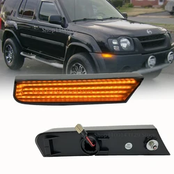 For Nissan Xterra XE SE 2002 2003-2004 Amber Front Corner Bumper LED Side Marker Turn Signal Lights Black Lens OEM#261807Z800