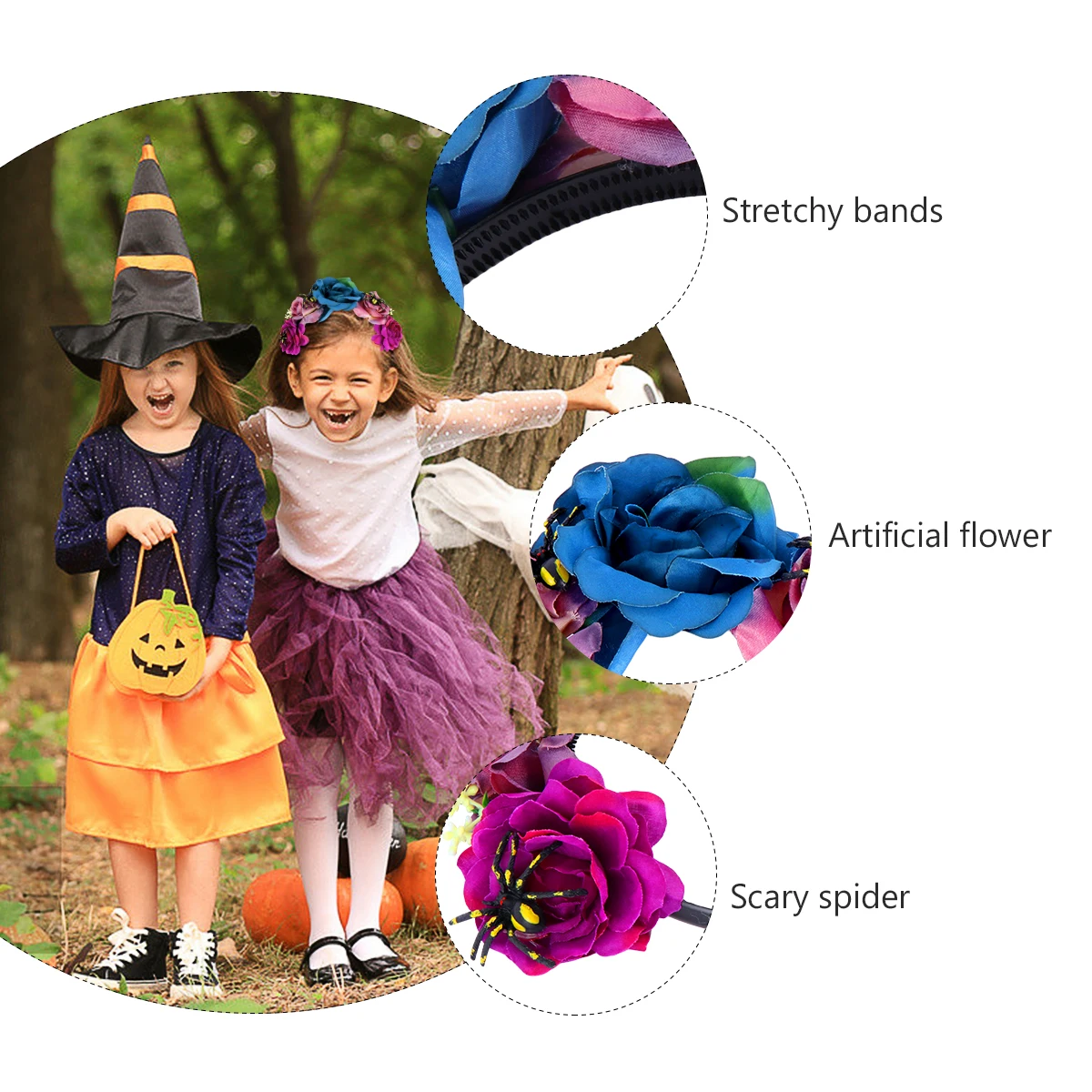 

Halloween Hair Hoop Stretchy Flower Headband Lightweight Comfortable Party Floral Festive Hairstyle Accessories