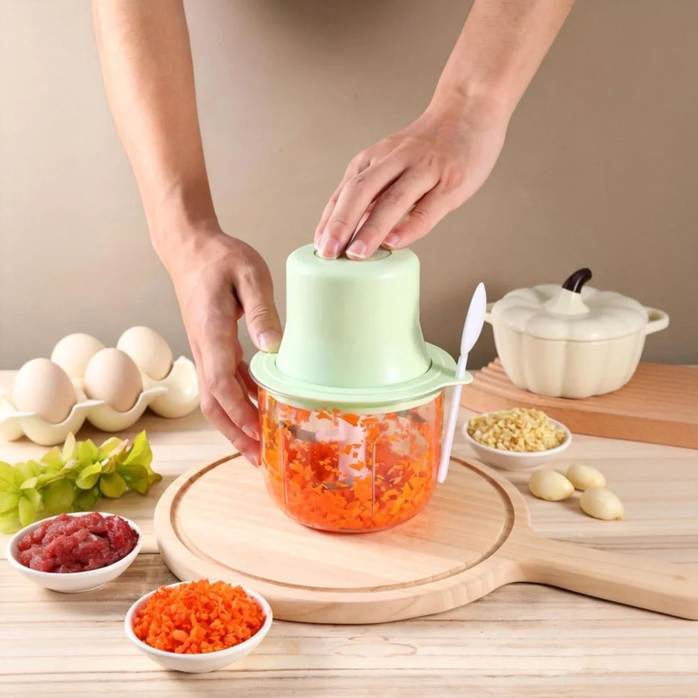 1 Piece Wireless Electric Garlic Chopper 600ml Multifunctional Food Processor Stainless Steel Blade For Vegetable Meat Mincer