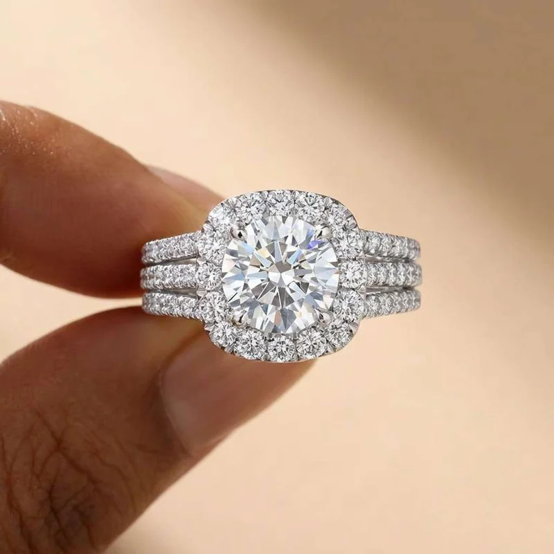 

925 Sterling Silver Trendy Women Rings with Brilliant Cubic Zirconia Luxury Engagement Rings Fashion Wedding Party Jewelry Gift