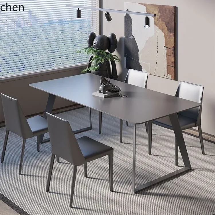 CZ Italian Minimalist Sintered Stone Dining Table and Chair Set Modern Simple Small Apartment Rectangular Dining Table
