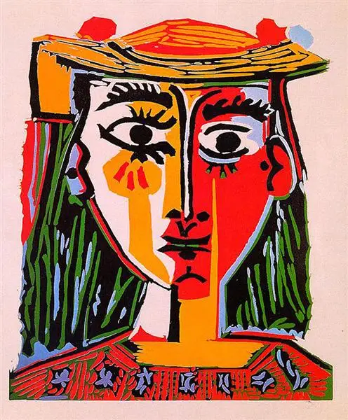 100% handmade high quality Oil Painting Reproduction on Linen Canvas,Woman with hat 1962 by Pablo Picasso