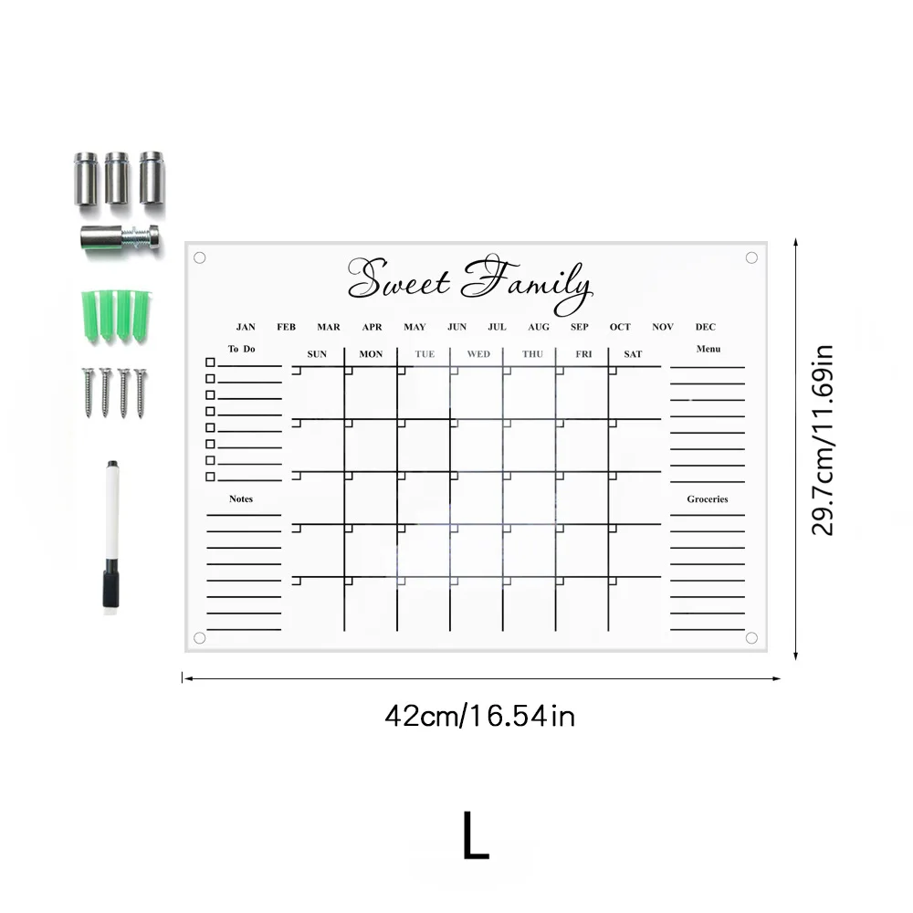 Acrylic UV printed calendar table study wall weekly plan can be erased itinerary