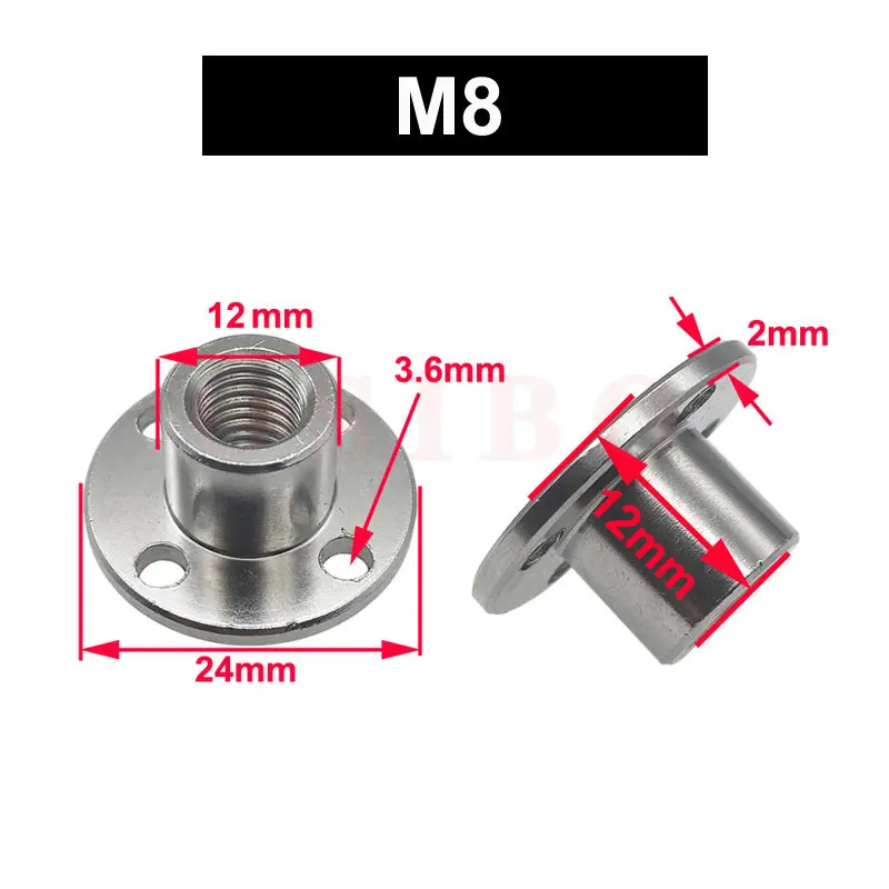 Tuerca de acoplamiento de brida M3 M4 M5 M6 M8, diámetro interior de 3MM, 4MM, 5MM, 6MM, 8MM, adecuada para el eje roscado del Motor