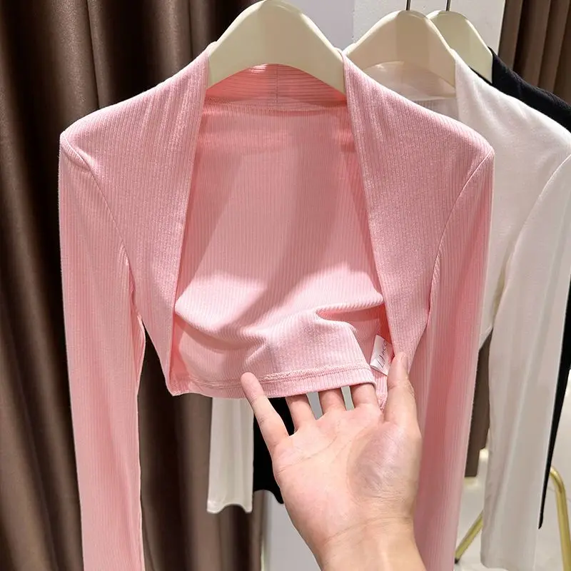 

plus Size Knitted Shoulder Wrap Sun Protection Clothing Women's Outerwear Spring Autumn Casual Style Regular Sleeve Long Shor...