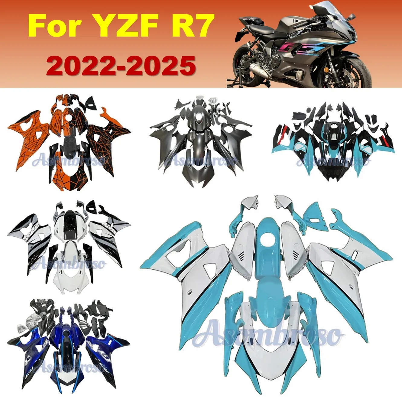 For YAMAHA YZFR7 2021 2022 2023 2024 2025 YZF-R7 Motorcycle Full  Fairings Panel Kit YZFR7 22-25 Custom Injection Bodywork set