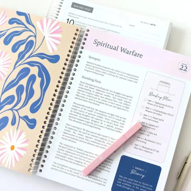 Guide d'étude biblique Cahier d'exercices chrétien de 365 jours avec notes de prière quotidiennes, journal de 52 semaines pour la foi et l'étude dévotionnelle