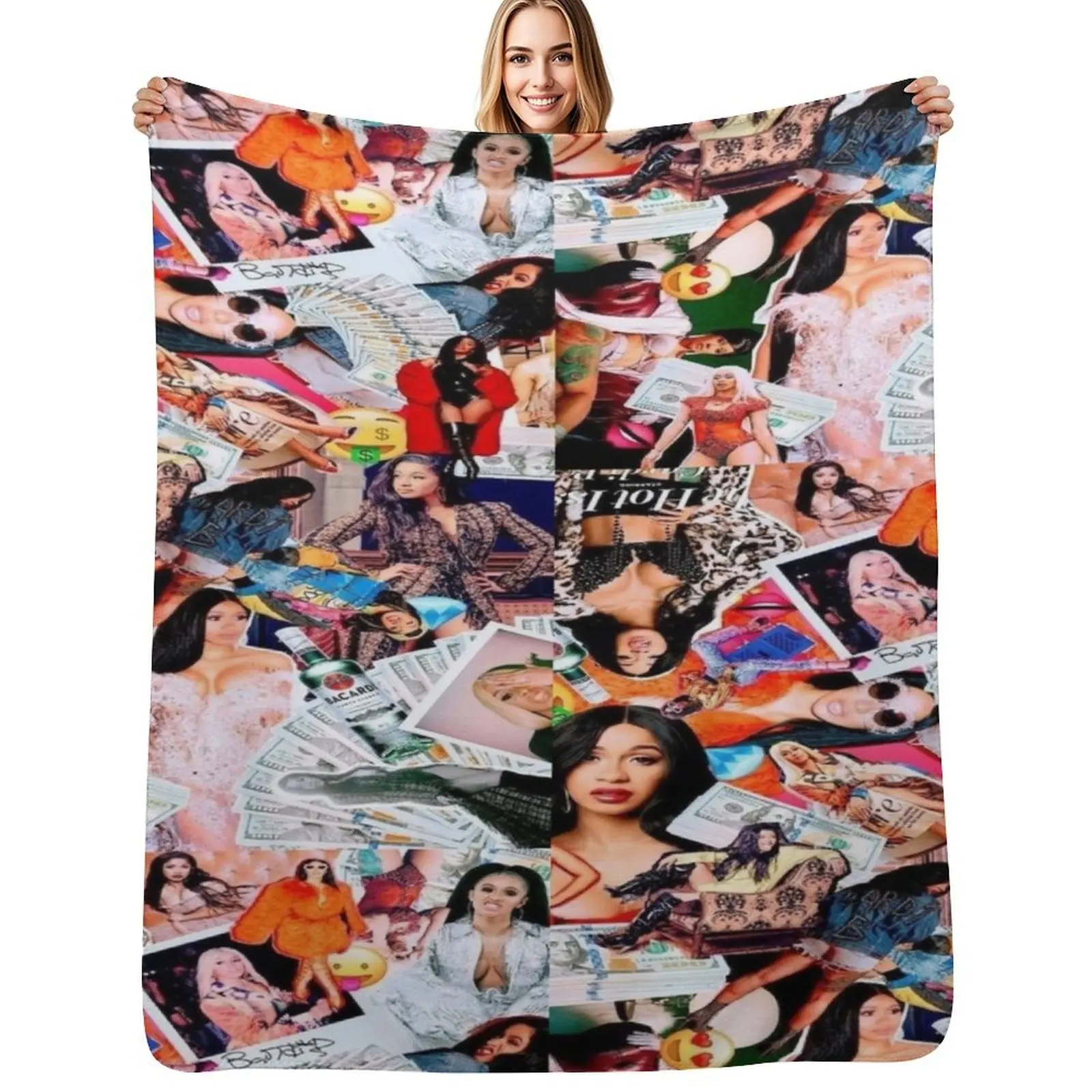 

cardi b Throw Blanket Stain Resistant Cozy Warm Blanket