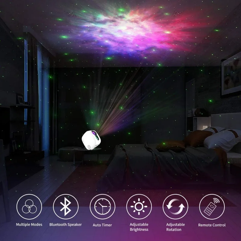 Star Galaxy Starry Sky Projector Rotating Water Waving Night Light Led Colorful Nebula Cloud Lamp for Room Decor Nightlights