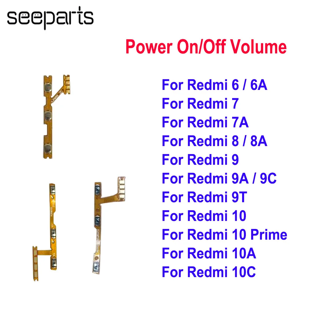 For Xiaomi Redmi 9T Power On/Off Volume Flex Cable 6 6a 7 7a 8 8a 9 9a 10 12C Power On/Off Volume Flex Cable Replacement Parts
