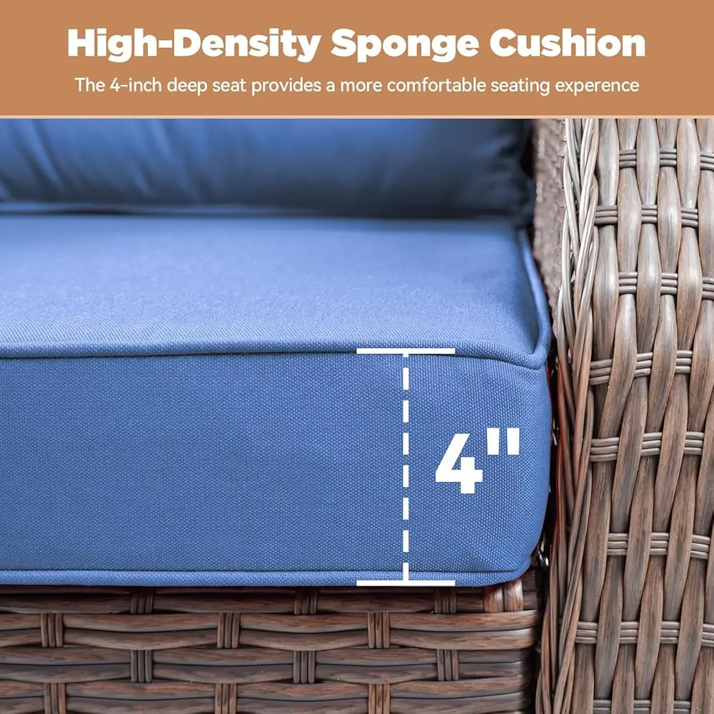 Kursi Anyaman Teras Rocker Putar-Kursi Rocker Putar Luar Ruangan Set Isi 2 dengan Semua Set Rocker Glider Anyaman Cuaca, Rotan Pe