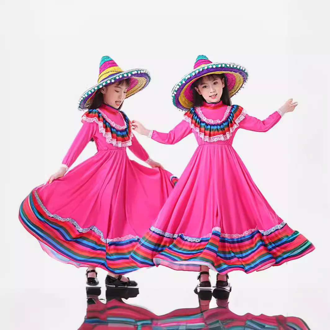 Family Matching National Costume Skirt Dance Dress Masquerade Ball Performance Outfit Large Swing Holiday Costume Partywear
