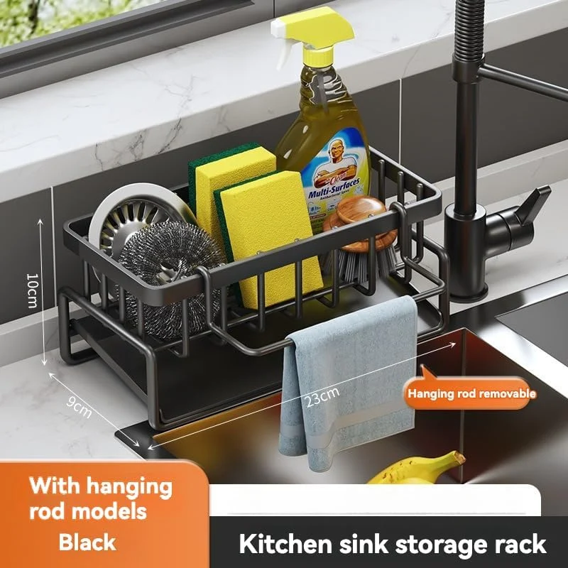 

Multi-Functional Sink Dish Drying Rack Expandable Stainless Steel Utensil Holder with Drain Basket for Small Kitchen Spaces