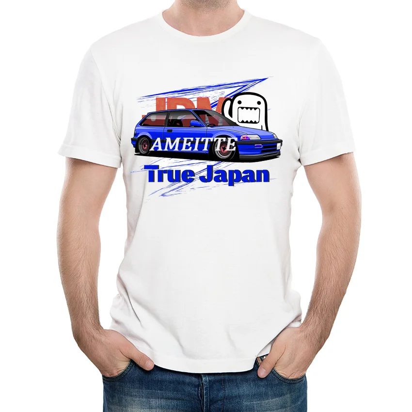 Nuevos hombres de verano de manga corta True Japan Civic EF Retro coche deporte camiseta Cool Boy Casual Tops JDM Drive estilo hombre camisetas blancas