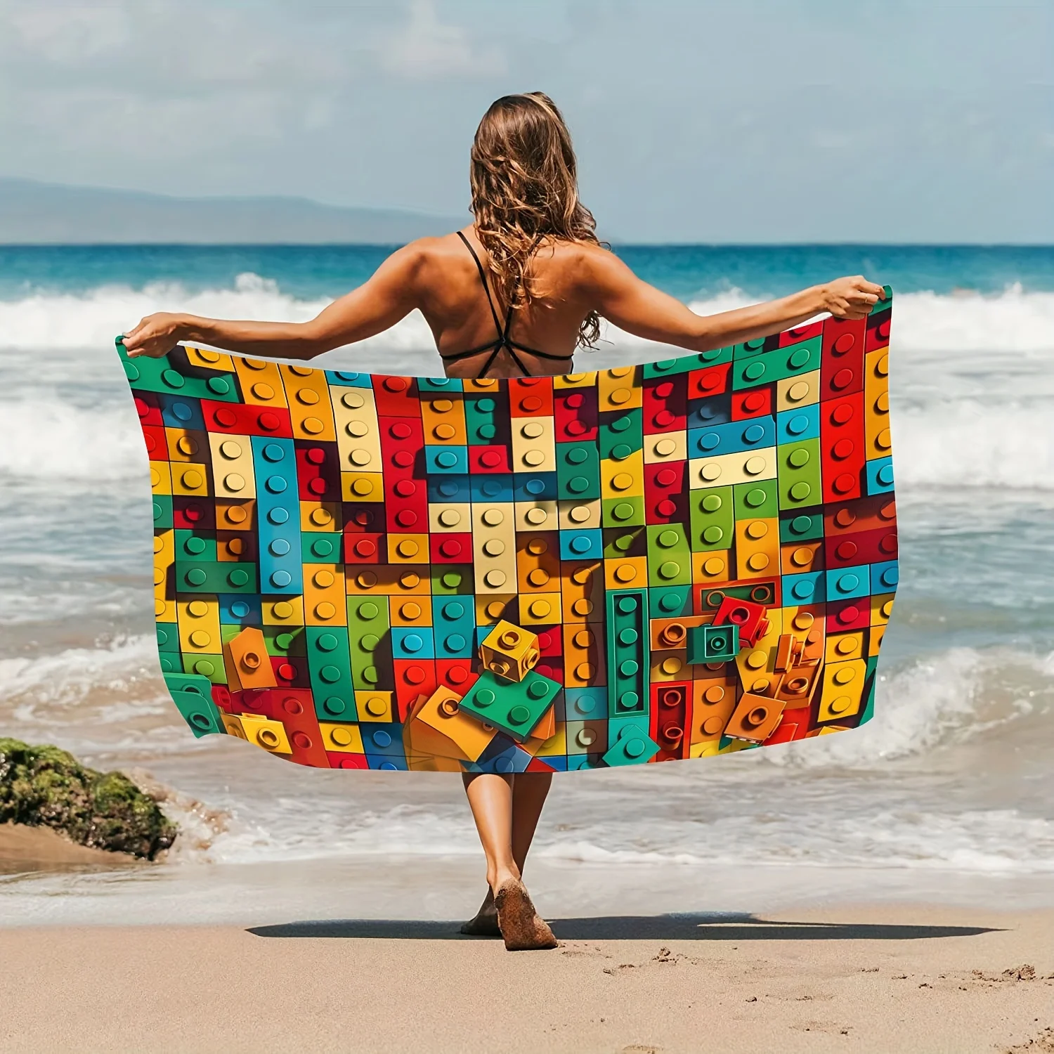 Colorful LEGO Brick Beach Towel: Embrace the Fun Building Blocks with Soft Comfort for Your Creative Days