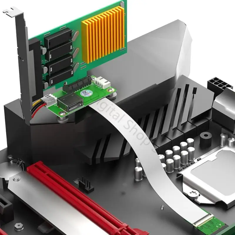 96BA M.2 WiFi Slot Extension With PCIe Board and Ribbon Cable, Practical Screw
