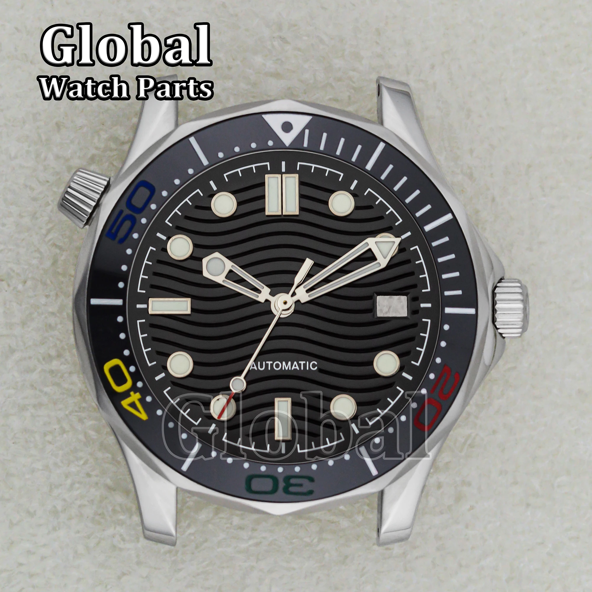 ステンレス鋼の時計ケース,波のパターン,発光時計の手,可動部品,nh35 nh36,41mmに適しています